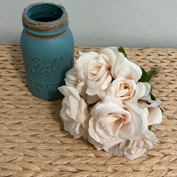 Hand painted Antique Chalk Paint/Distressed BALL Mason Jar With Faux Flo… - Picture 7 of 8